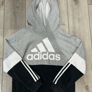 Adidas Kids' Gray and Black Colorblock Hoodie